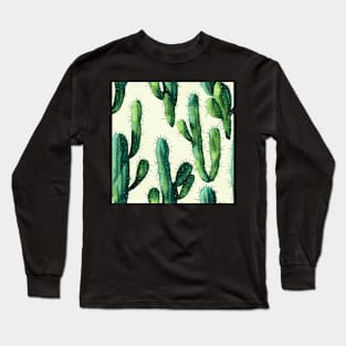 Watercolor cactus plant cactus pattern Long Sleeve T-Shirt